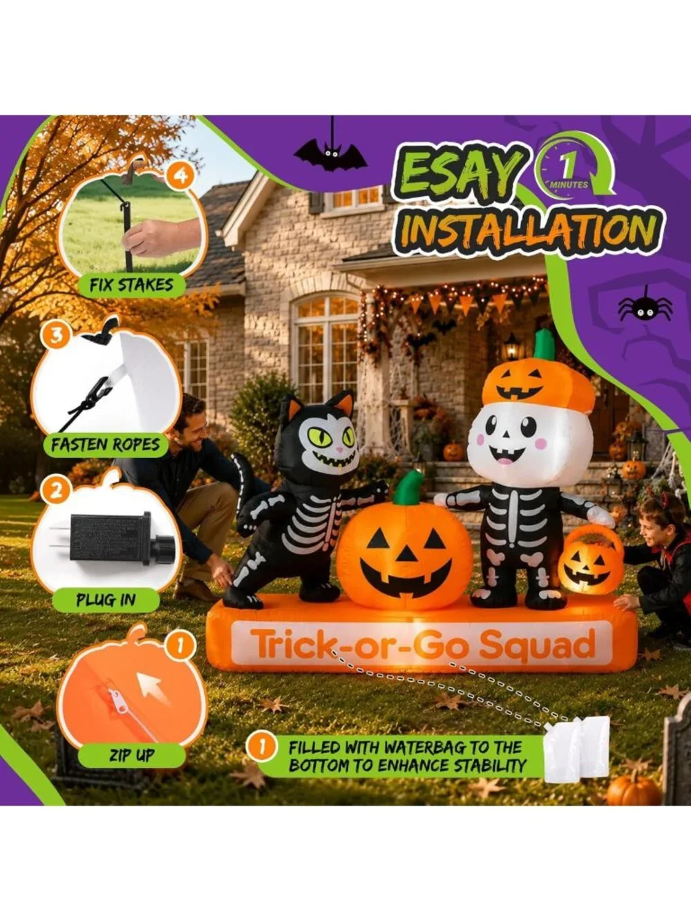 7FT Halloween Inflatable Trick-or-Treat Yard Decor | Spooky Outdoor Decoration